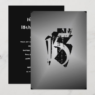 Invitación de plata negra por fiesta de cumpleaños