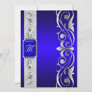 Invitación De Plata Y Azul De La Joya Azul