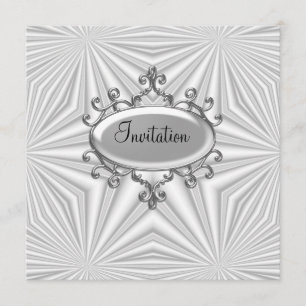 Invitación de plata y blanco en cualquier ocasión