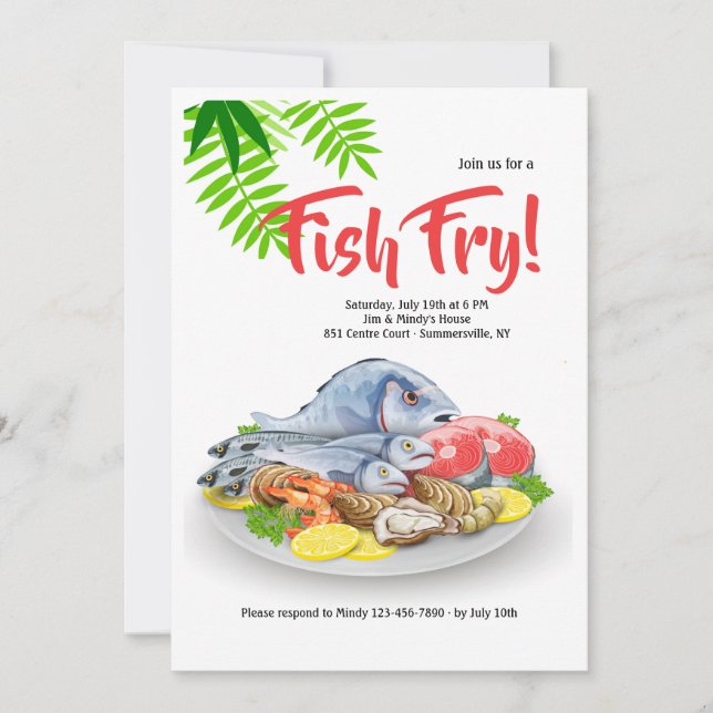 Invitación de plato de mariscos (Anverso)