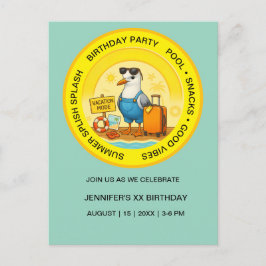 invitación de playa con gaviotas para un destino d