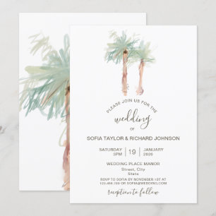 invitación de playa de palmeras isla tropical océa