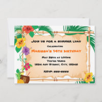Invitación de playa Tiki de bambú tropical de vera