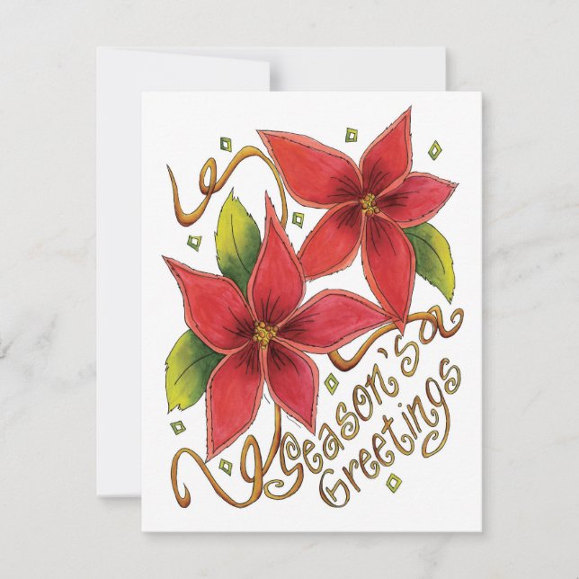 Invitación de Poinsettia de Feliz Navidad (Anverso)