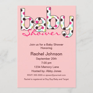Invitación de Poka Dot Baby Shower
