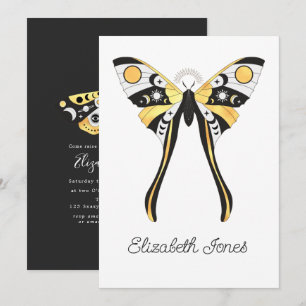 Invitación de Polillas Celestiales Místicas de Oro