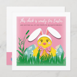Invitación de polluelo lindo para brunch de Pascua