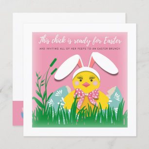 Invitación de polluelo lindo para brunch de Pascua