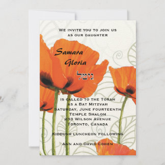 Invitación de Poppy Bat Mitzvah