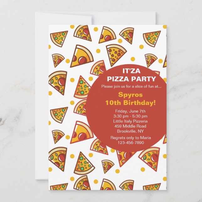Invitación de porción de pizza (Anverso)