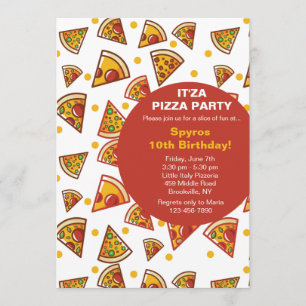 Invitación de porción de pizza