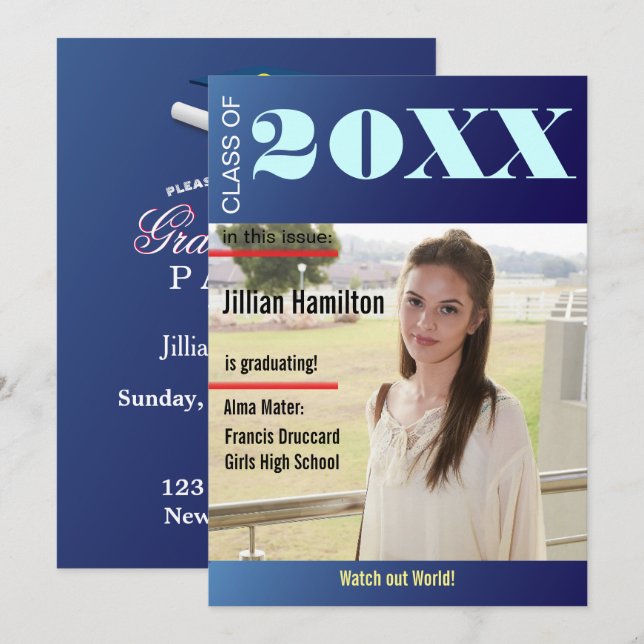 Invitación de portada de la revista Sapphire Blue  (Anverso / Reverso)