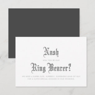 Invitación de Portador de Anillo en Letra Negra