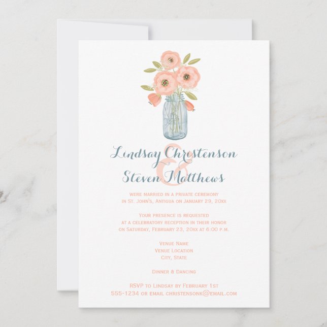 Invitación de poscasamiento | Mason Jar, bebes res (Anverso)