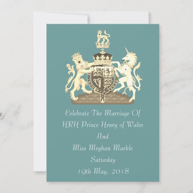 Invitación de Posh Harry y Meghan Royal Boda Perso (Anverso)