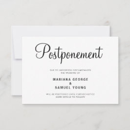 Invitación de posposición de Boda de script simple