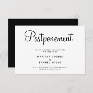 Invitación de posposición de Boda de script simple
