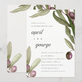 INVITACIÓN DE POST BODA BRUNH CON FOLIAGE DE ACUAR