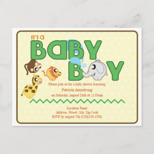 Invitación de postal Baby Shower de Jungle Boy