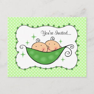 Invitación de postal Baby Shower Pea In My Pod Twi