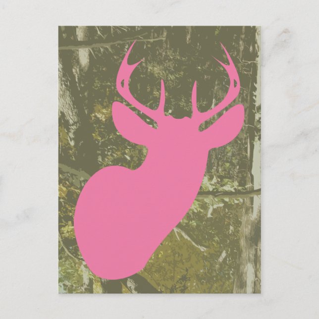 Invitación de postal de cumpleaños de ciervo rosa  (Anverso)