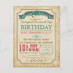 Invitación de postal de estilo occidental