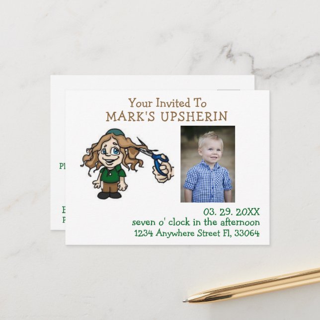 Invitación de postal de Upsherin (Anverso/Reverso In Situ)