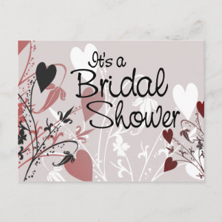 Invitación de postales con flores de corazón