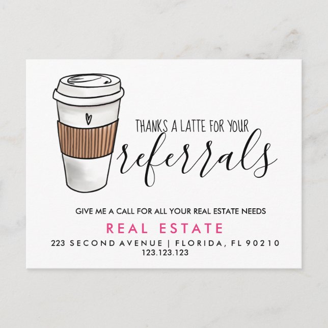 invitación de postales de Latte referrys inmobilia (Anverso)