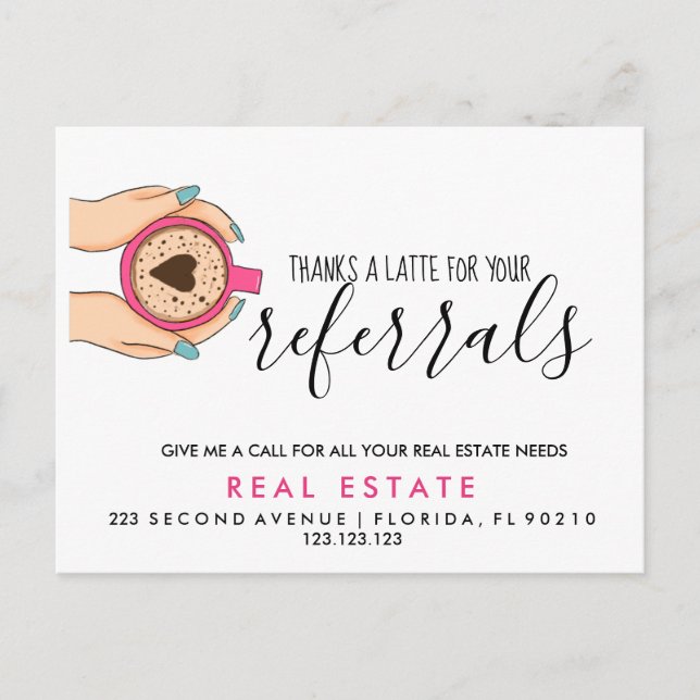invitación de postales de Latte referrys inmobilia (Anverso)