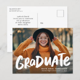 Invitación de postales para graduación de foto de 
