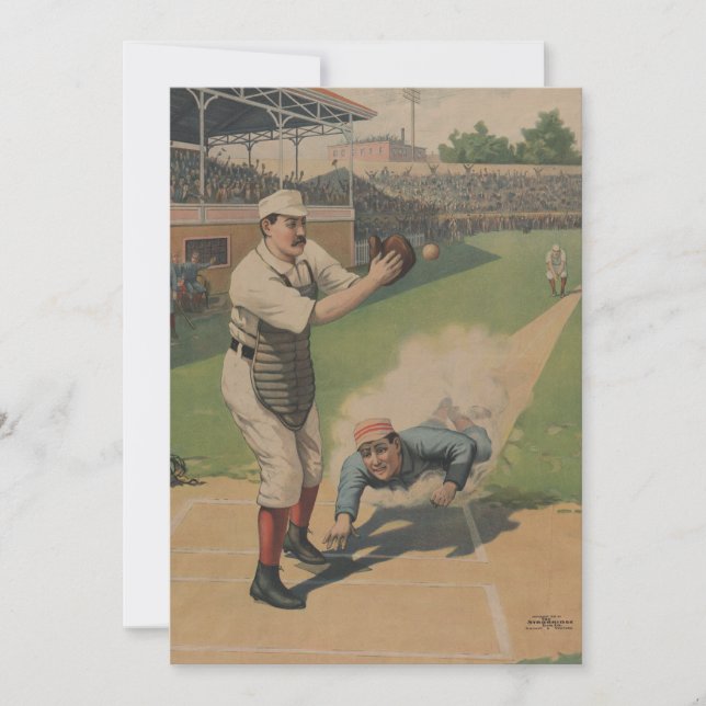 Invitación de Poster de Béisbol Vintage (Anverso)