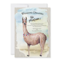 Invitación de Postergación de Boda de Llama Divert