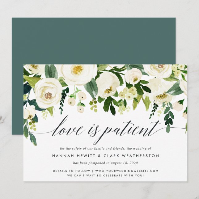 Invitación de postergación de Boda floral de Alaba (Anverso / Reverso)