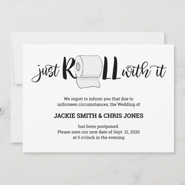 Invitación de postergación de boda - sólo vuelta (Anverso)