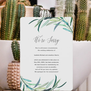 Invitación de postergación del Boda Botánico Leafy