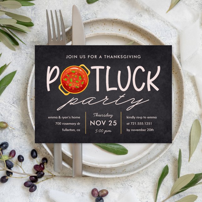 Invitación de Potluck Fiesta Acción de Gracias (Subido por el creador)