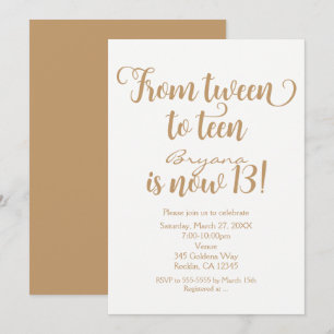 Invitación De preadolescente a adolescente Cumpleaños 13 Fies