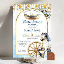 Invitación de Presentación de 3 años Charro Azul M