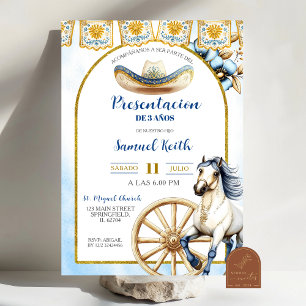 Invitación de Presentación de 3 años Charro Azul M