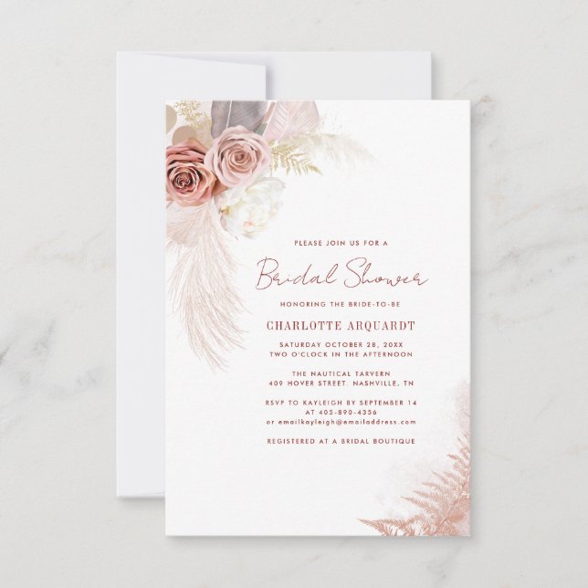 Invitación de presupuesto para la ducha de novia P (Anverso)