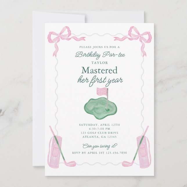 Invitación de primer año de cumpleaños de primer a (Anverso)