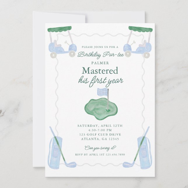 Invitación de primer año de cumpleaños de primer a (Anverso)