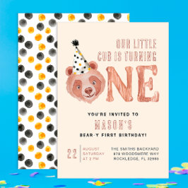Invitación de primer cumpleaños a Bear-y Cute - Os