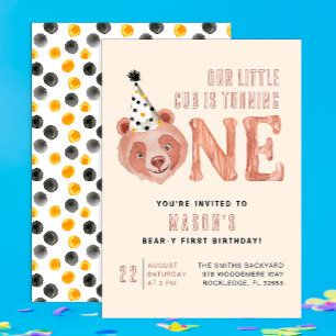Invitación de primer cumpleaños a Bear-y Cute - Os