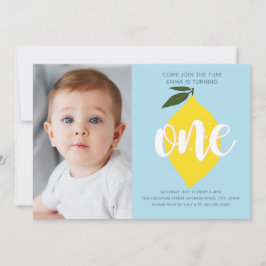 Invitación de primer cumpleaños a Blue Lemon Photo