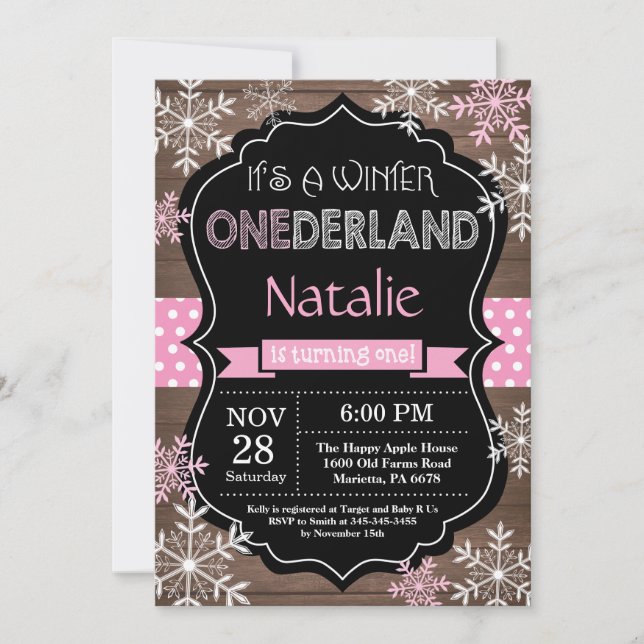 Invitación de primer cumpleaños a Chica de Onederl (Anverso)