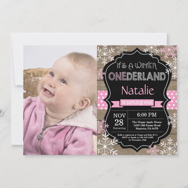 Invitación de primer cumpleaños a Chica de Onederl (Anverso)