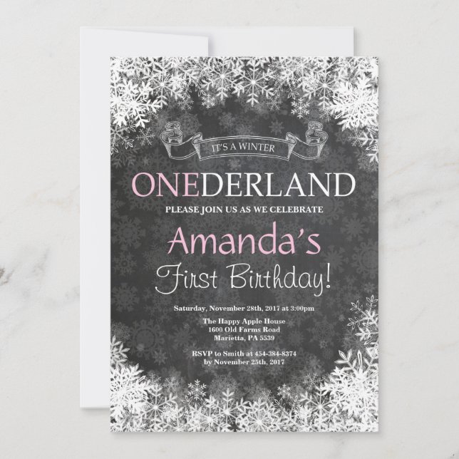 Invitación de primer cumpleaños a Chica de Onederl (Anverso)