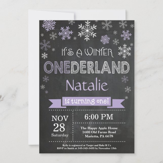 Invitación de primer cumpleaños a Chica de Onederl (Anverso)